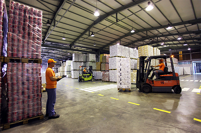 Inside the warehouse of the factory at Savalia, Ilia.